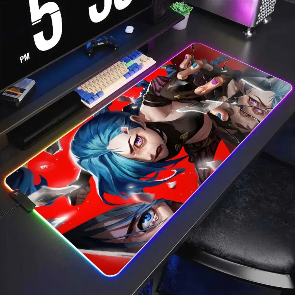 Tapis de Souris XXL RGB Jinx avec design League of Legends