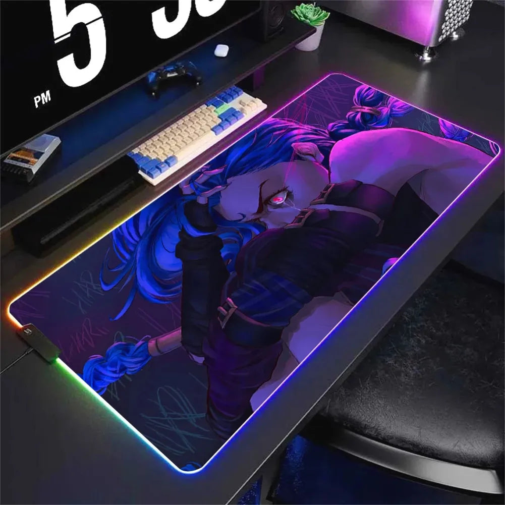 Tapis de Souris XXL RGB Jinx avec design League of Legends