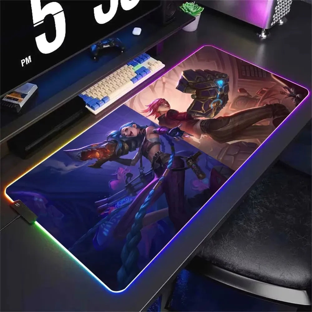 Tapis de Souris XXL RGB Jinx & Vi avec éclairage dynamique