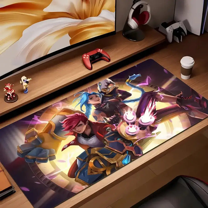 Surface and glide — Vi &amp; Jinx in action – Arcane XXL mouse pad for gaming setup