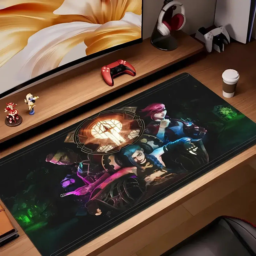 Tapis de souris Jinx, Vi & Silco avec design Arcane sombre et vibrant

