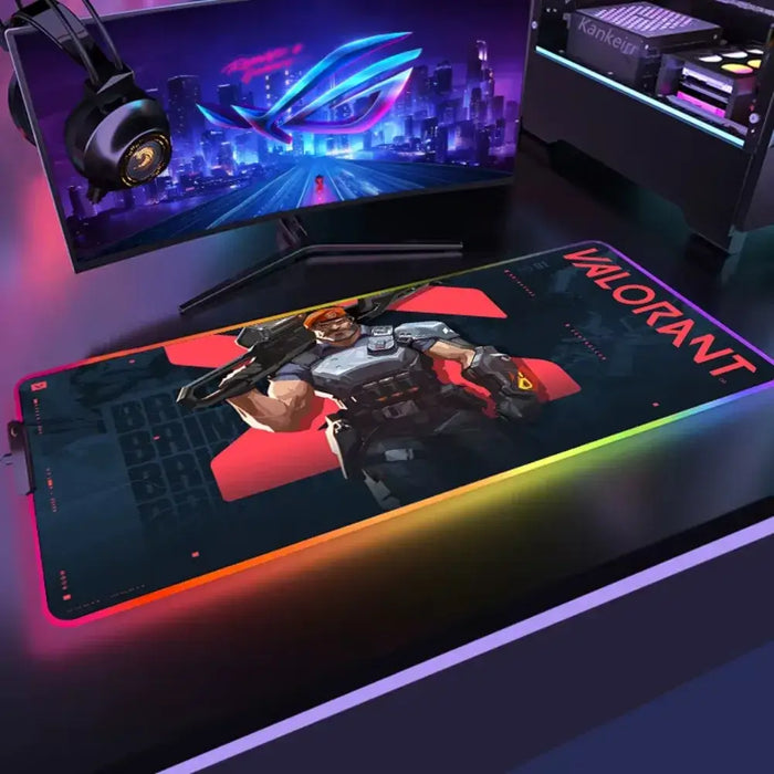 La surface : lisse, 3 mm — Confort et maîtrise en jeu – Tapis de souris gamer Valorant Brimstone
