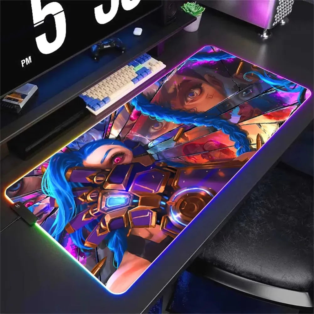 Tapis de Souris XXL RGB Jinx & Vi avec éclairage dynamique