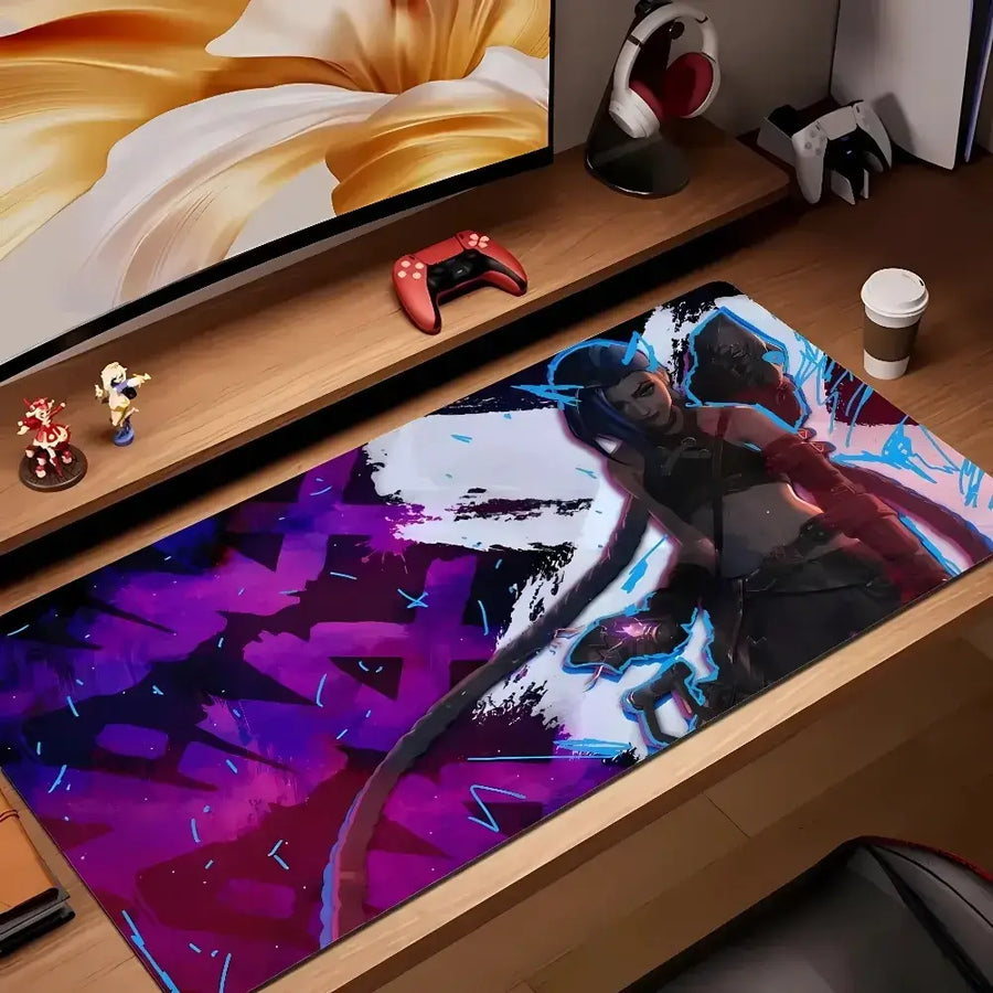 Tapis de souris XXL Jinx Powder, design Arcane violet, vue du tapis déplié