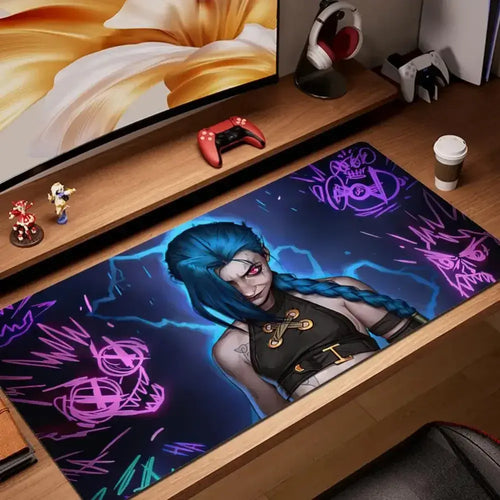 Tapis de souris XXL Jinx – personnage seul sur fond sombre