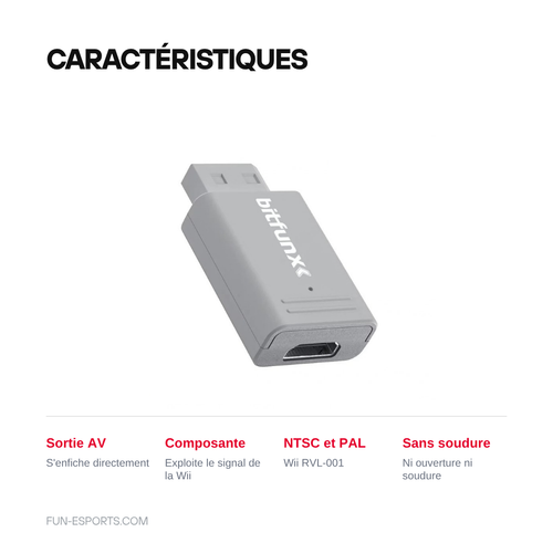 Adaptateur HDMI pour Wii — branchement direct sur la sortie AV