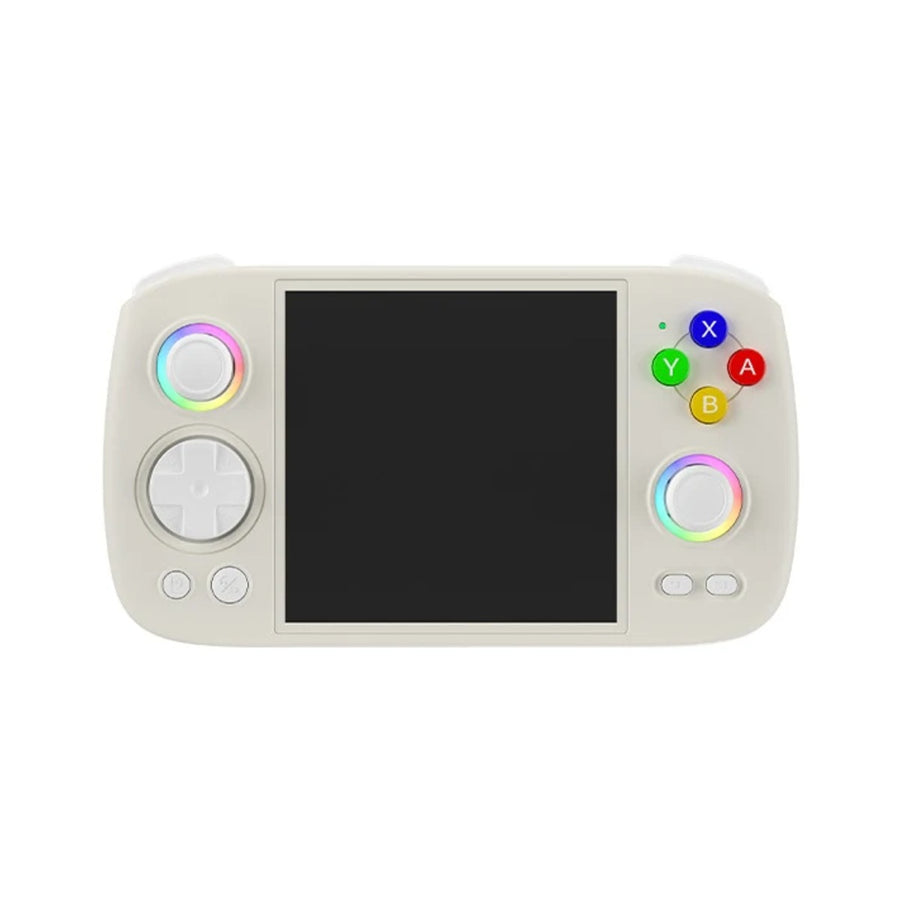 Anbernic RG Cube beige, écran carré et boutons colorés