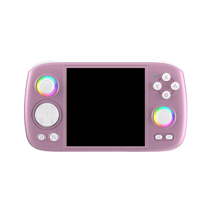 Anbernic RG Cube violette, écran carré et joysticks lumineux