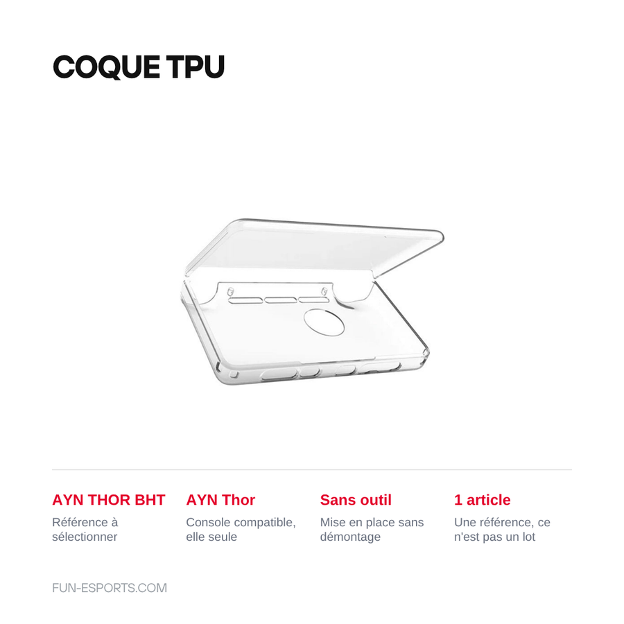 Coque TPU pour AYN Thor, reference AYN THOR BHT, mise en place sans outil