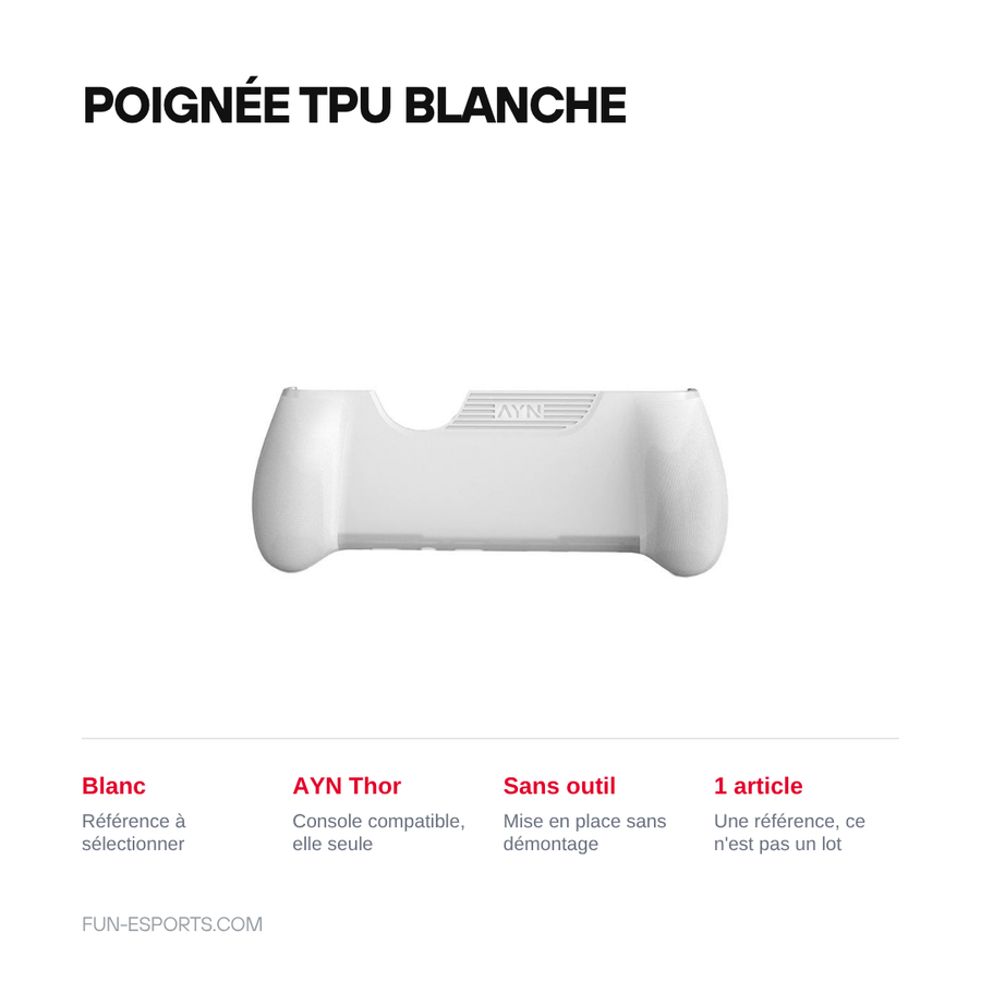 Poignee TPU blanche pour AYN Thor, reference Blanc, mise en place sans outil