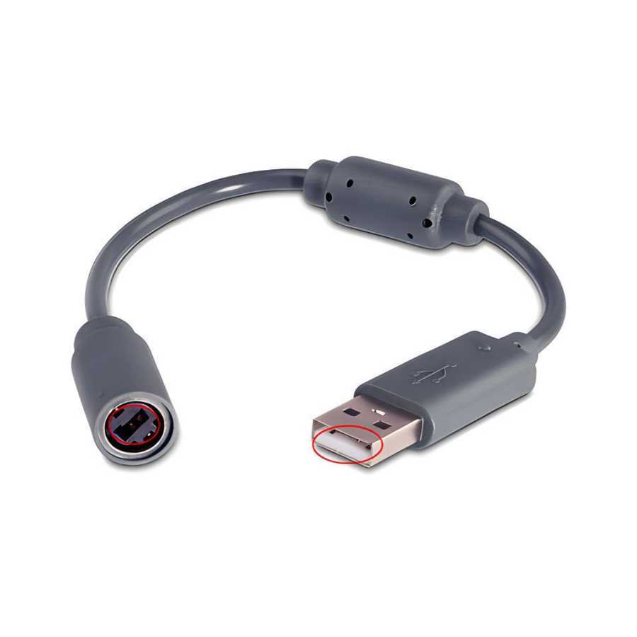 Câble adaptateur USB pour manette filaire Xbox 360, coloris gris