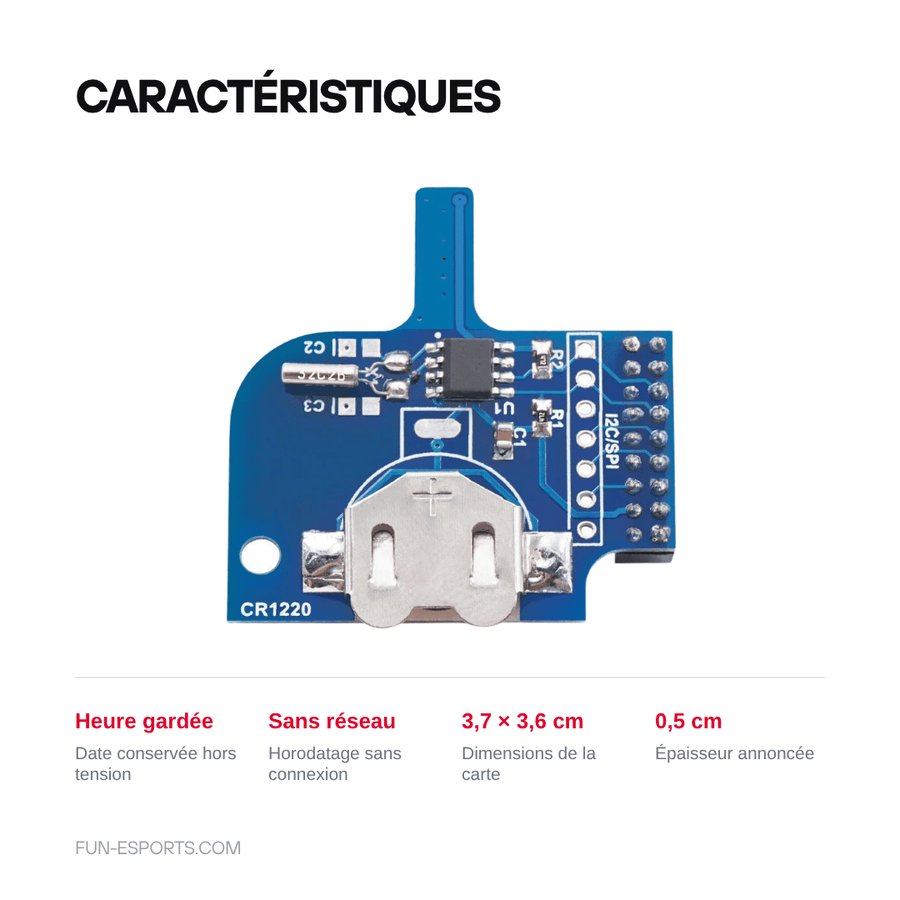 Caractéristiques — Carte horloge temps réel RTC pour MiSTer FPGA — RetroScaler