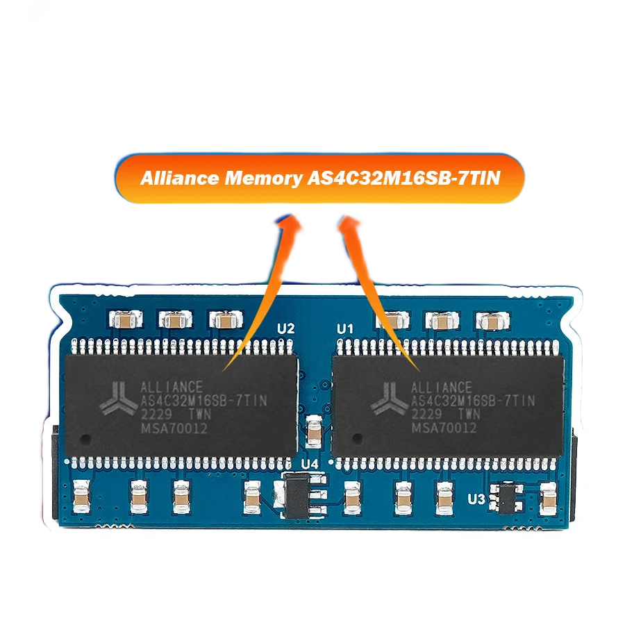 Carte d extension SDRAM verte avec connecteur à broches, vue de dessus