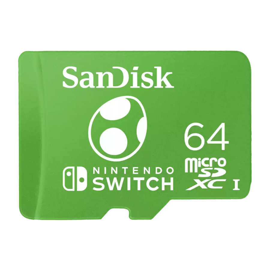Cartes microSDXC sous licence Nintendo® pour Nintendo Switch™ - Carte SanDisk verte 64 Go.