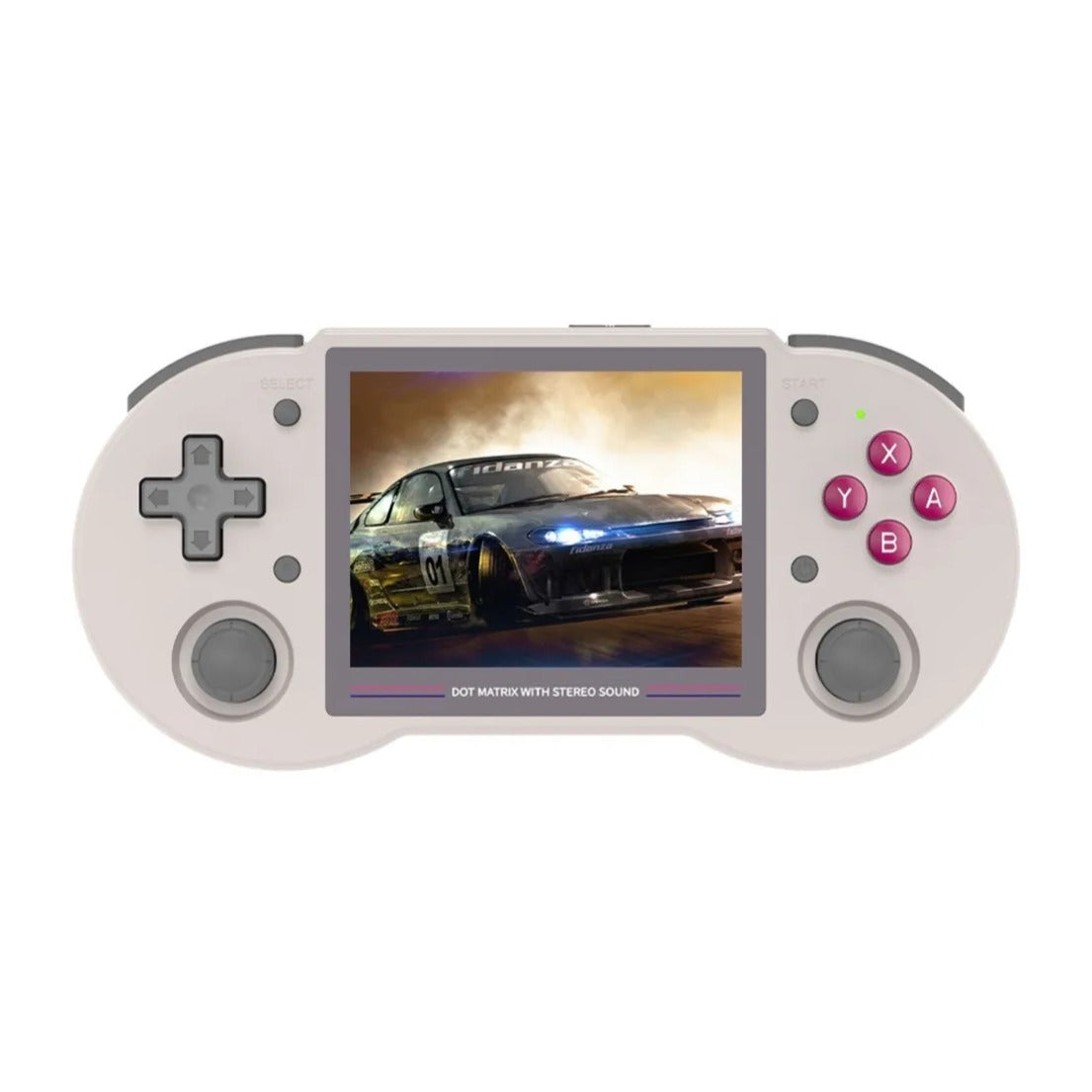Console portable Anbernic RG353PS avec un jeu de course à l'écran