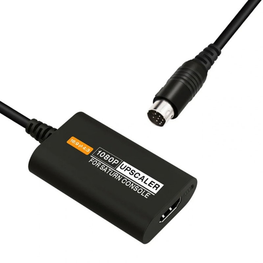 Convertisseur HDMI pour Saturn avec son câble et sa fiche AV
