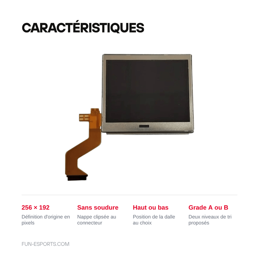 Caractéristiques — Écran LCD de remplacement pour DS Lite — dalle haute ou basse