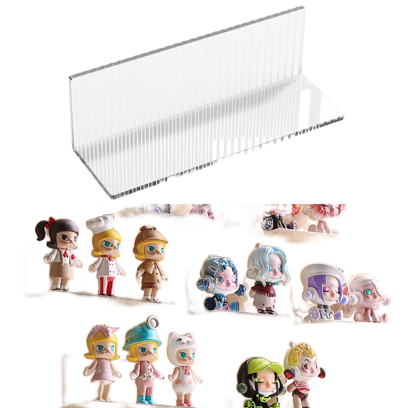 Étagère murale en acrylique transparent à fixation adhésive, tablette vue de trois quarts