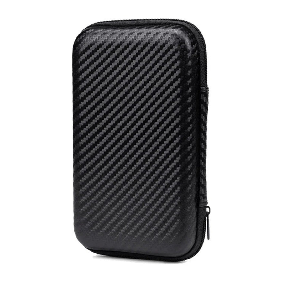 Étui rigide EVA noir à motif carbone pour TrimUI Smart Pro S, fermeture zippée