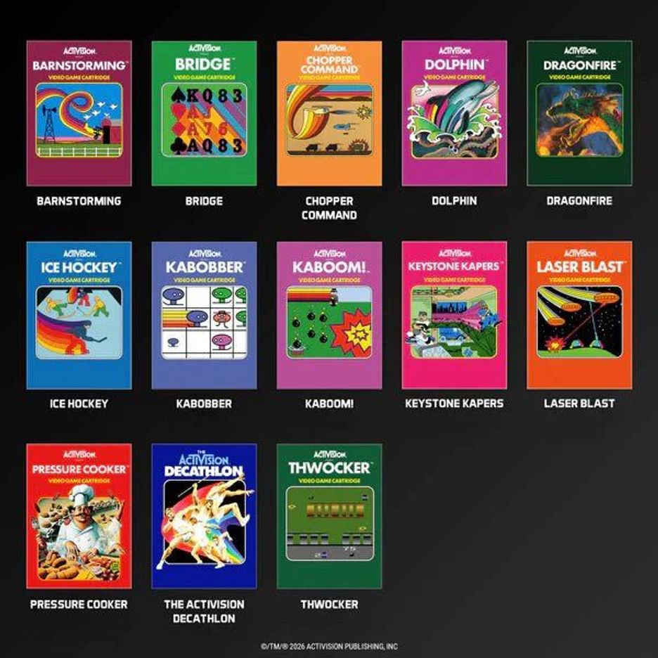 Les 13 jeux de la cartouche Evercade Activision Collection 3