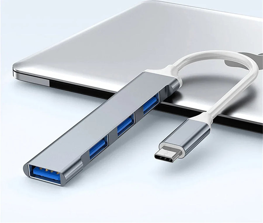 Hub USB 4 ports avec câble court, connecteur USB-A ou USB-C — visuel 3