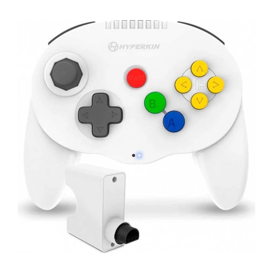 Manette Bluetooth Hyperkin Admiral au format N64, coloris blanc, avec son récepteur