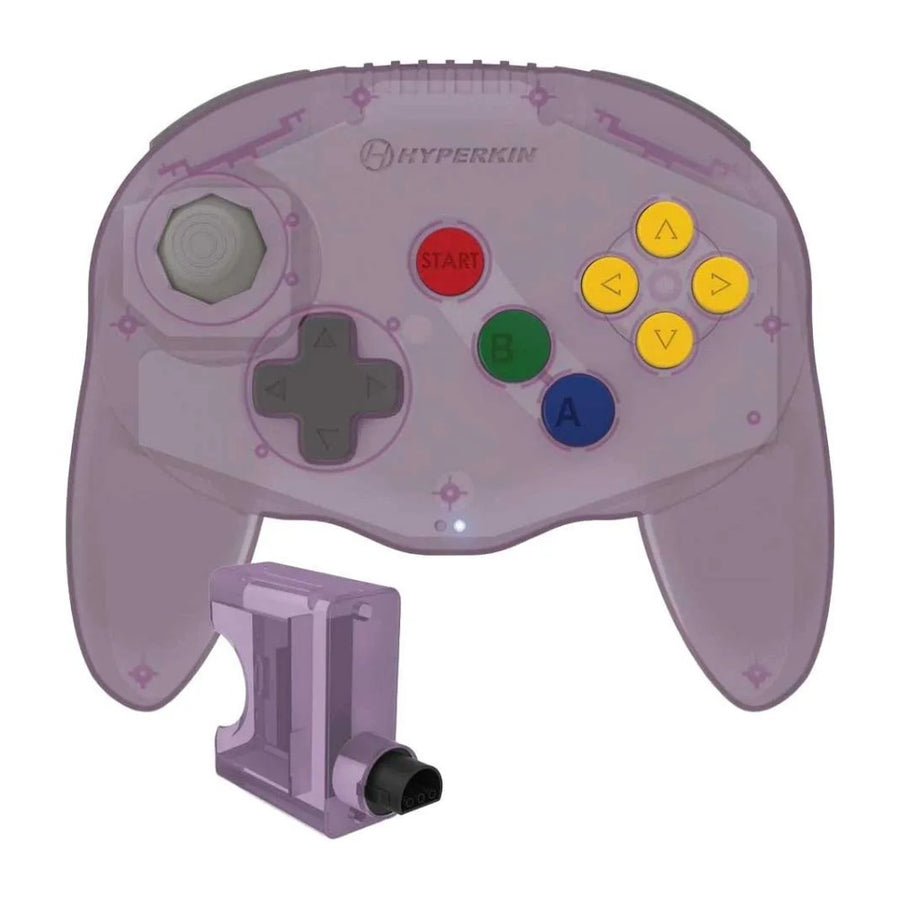 Manette Bluetooth Hyperkin Admiral au format N64, coloris violet améthyste, avec son récepteur
