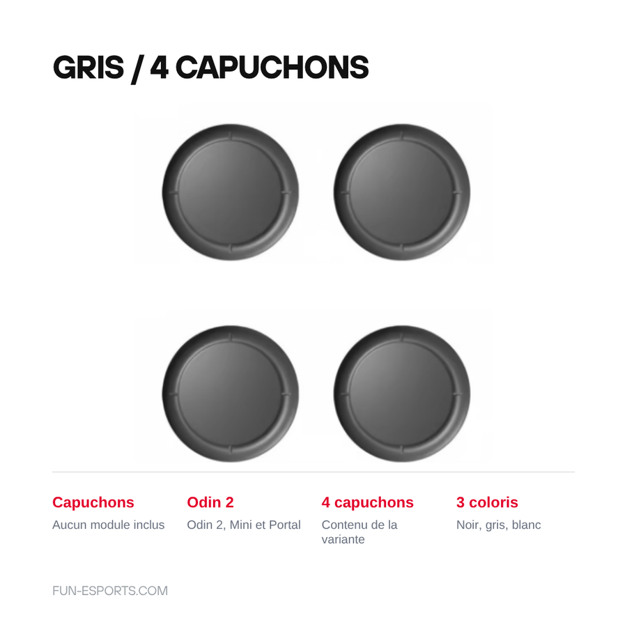 Variante gris, 4 capuchons de joystick pour Odin 2