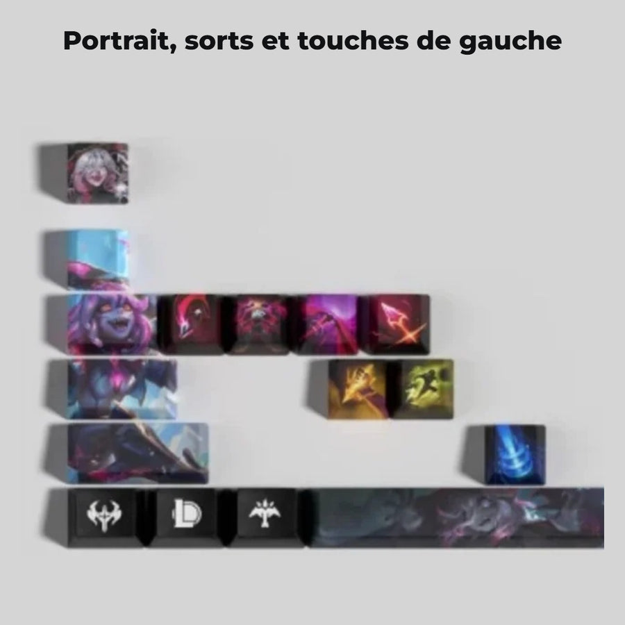 Briar League of Legends keycaps — detail: portrait, spells and left-hand keys