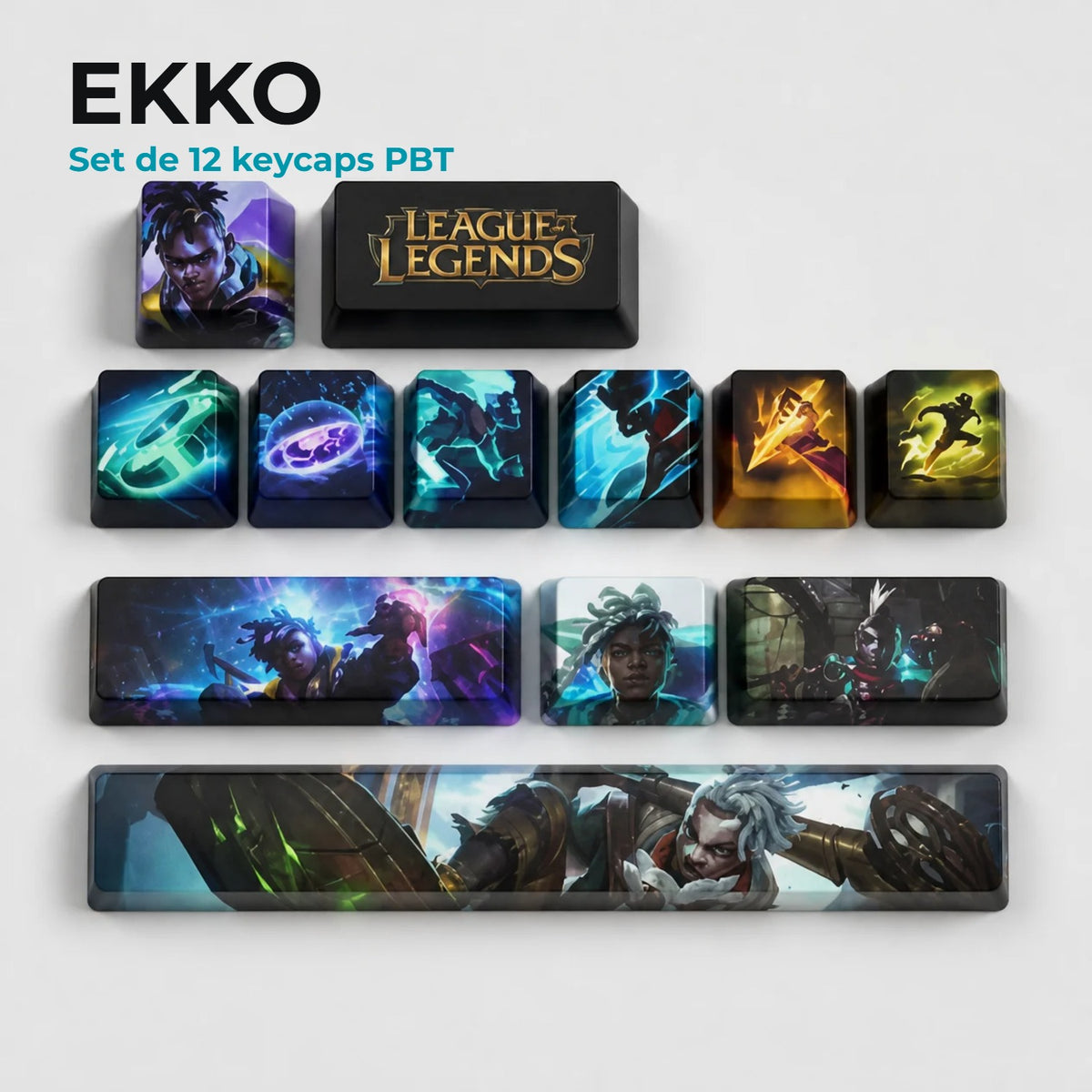 Ekko League of Legends keycaps — 12-key PBT set