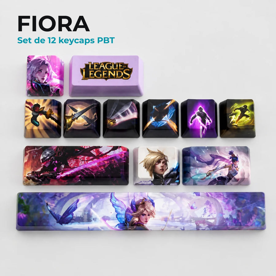 Keycaps Fiora League of Legends — set de 12 touches PBT