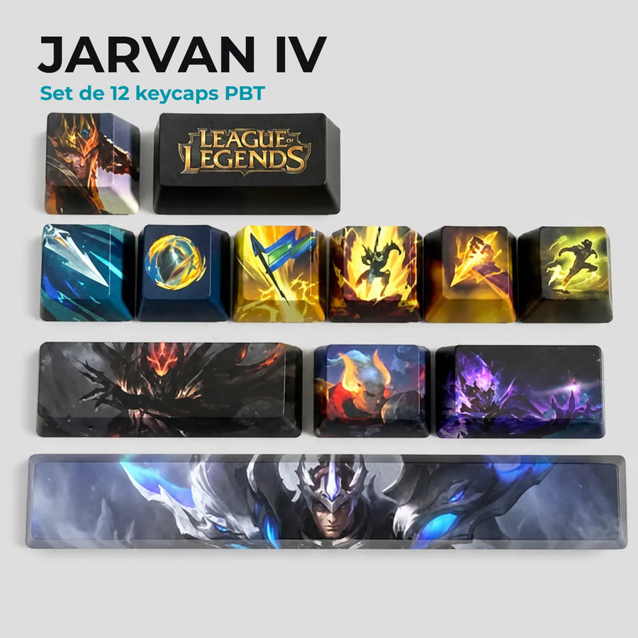 Keycaps Jarvan IV League of Legends — set de 12 touches PBT