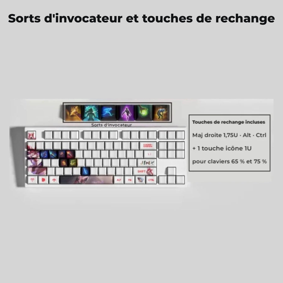 Jinx League of Legends keycaps — summoner spells and spare keys for 65% and 75% keyboards