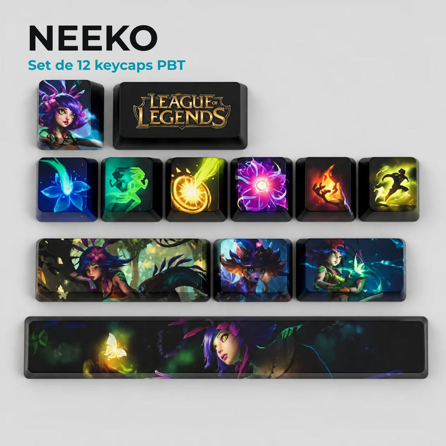 Keycaps Neeko League of Legends — set de 12 touches PBT