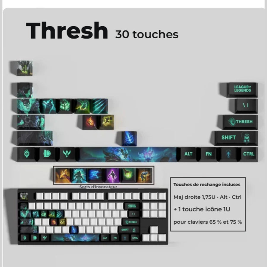 Thresh League of Legends keycaps — 30-key set with spare keys