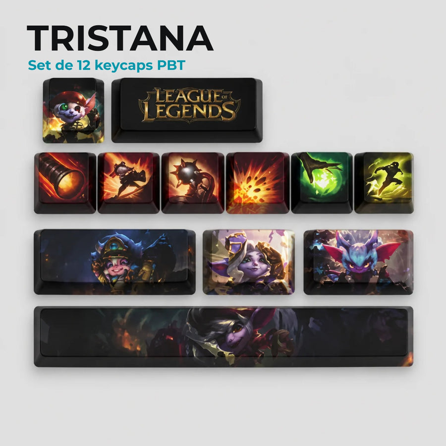Keycaps Tristana League of Legends — set de 12 touches PBT