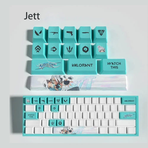 Frappe furtive : Keycaps Valorant Jett – 14 touches PBT