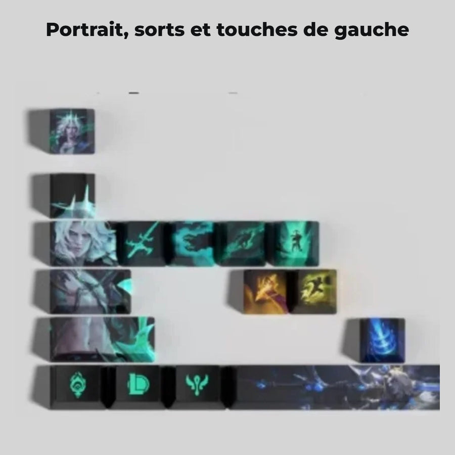 Keycaps Viego League of Legends — détail : portrait, sorts et touches de gauche