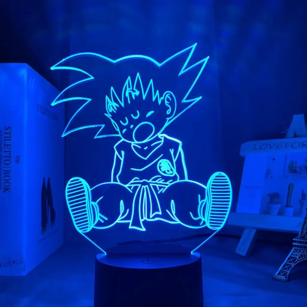 Lampe LED 3D Petit Goku design enfant bleubleu