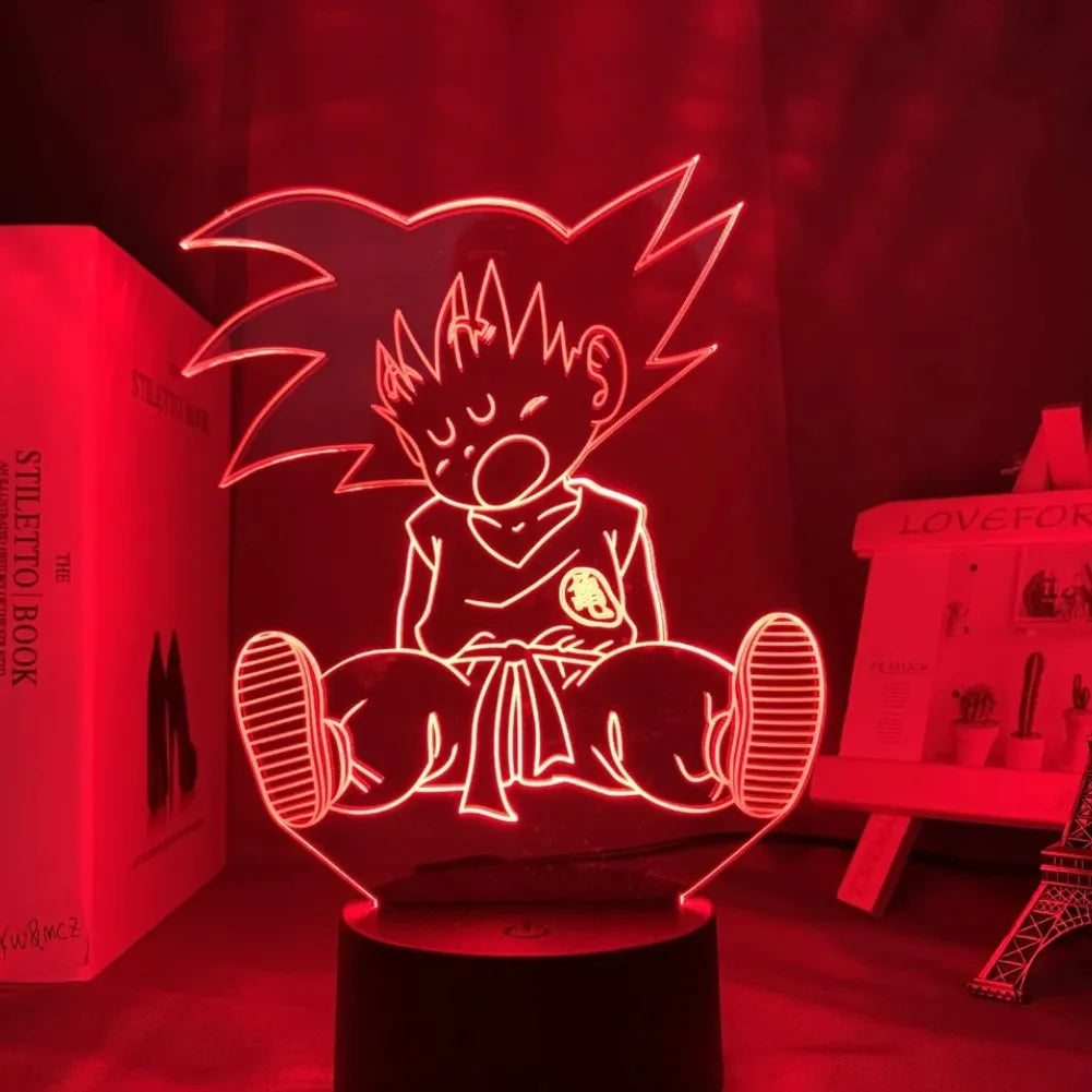 Lampe LED 3D Petit Goku design enfant rouge