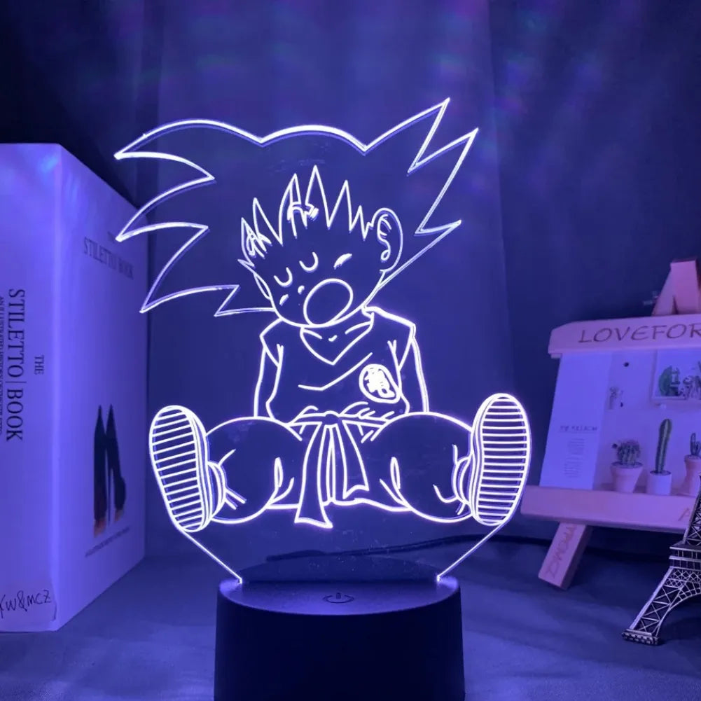 Lampe LED 3D Petit Goku design enfant Blanc