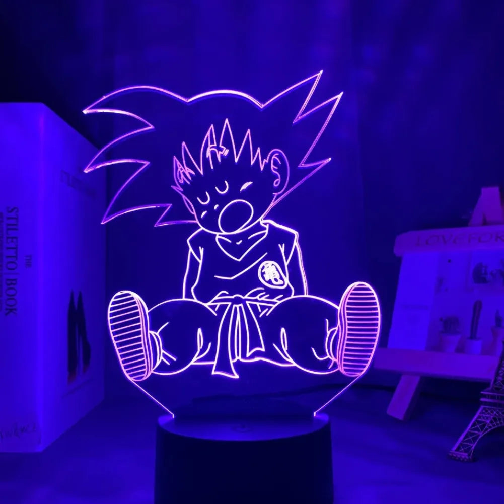 Lampe LED 3D Petit Goku design enfant violet