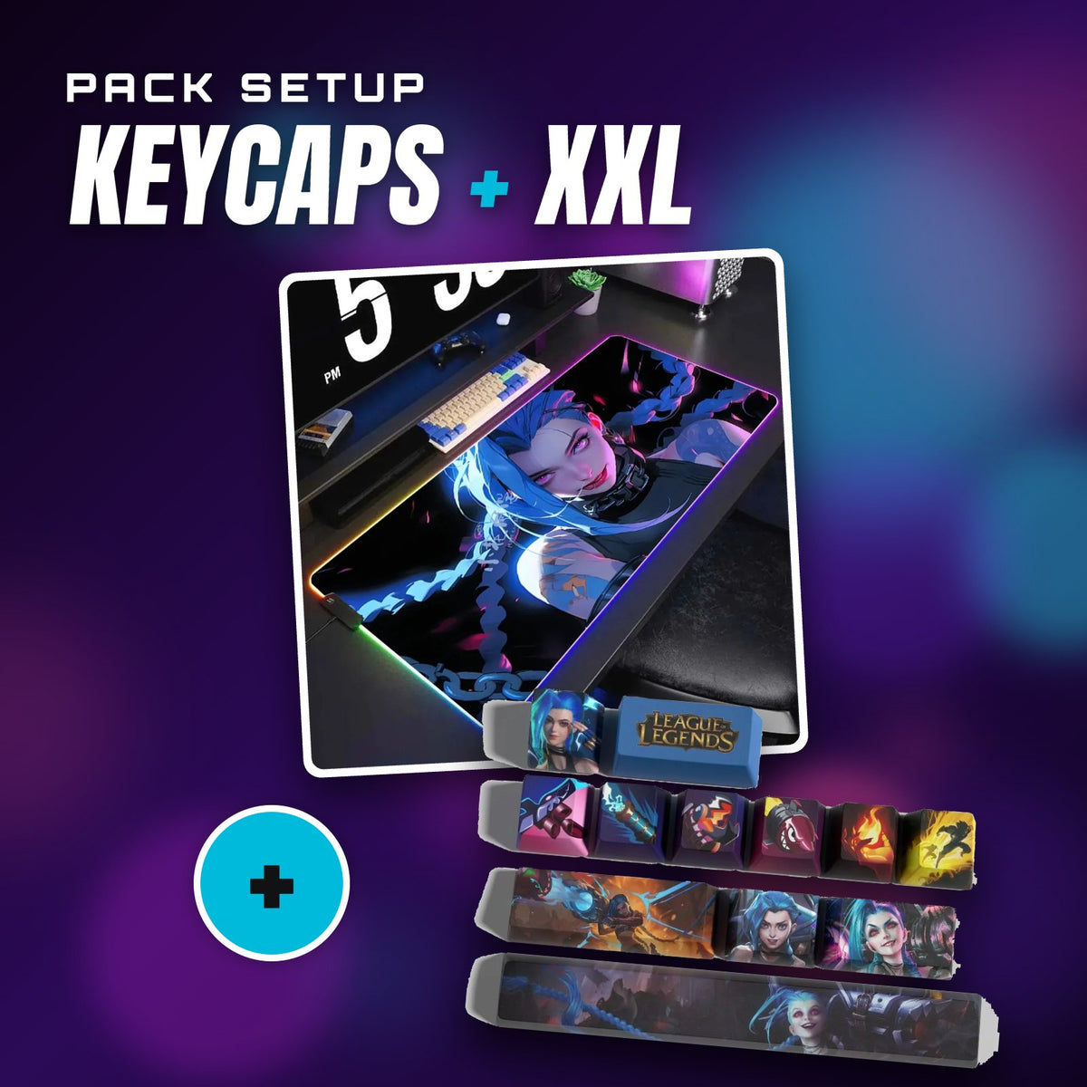 Pack Jinx : keycaps + tapis de souris XXL – visuel Jinx V1