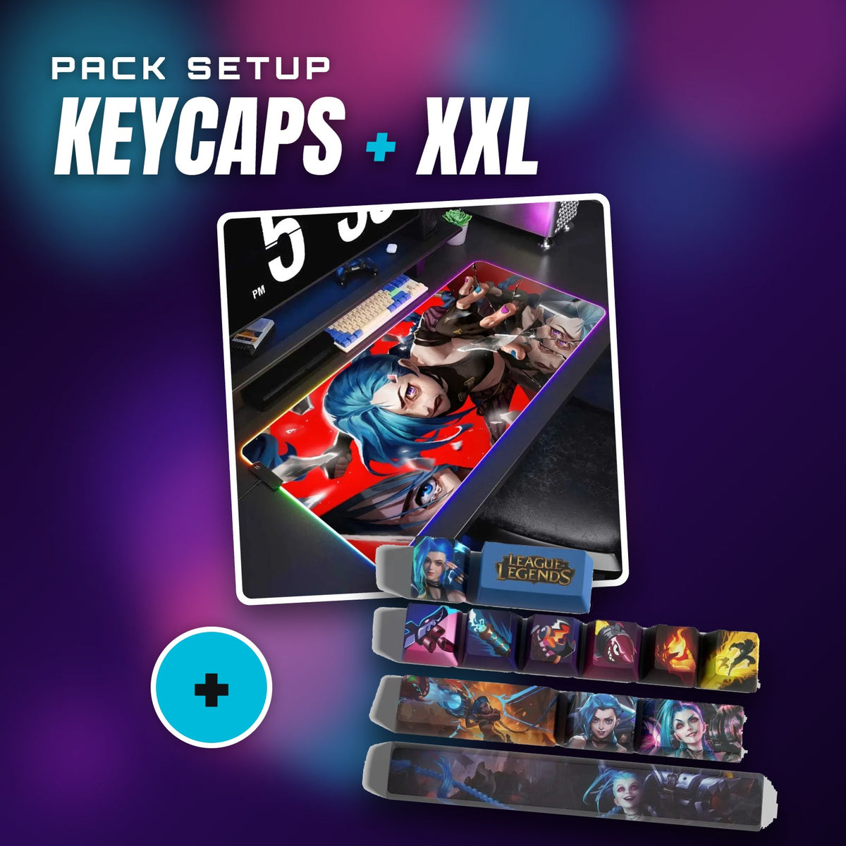 Pack Jinx : keycaps + tapis de souris XXL – visuel Jinx V2
