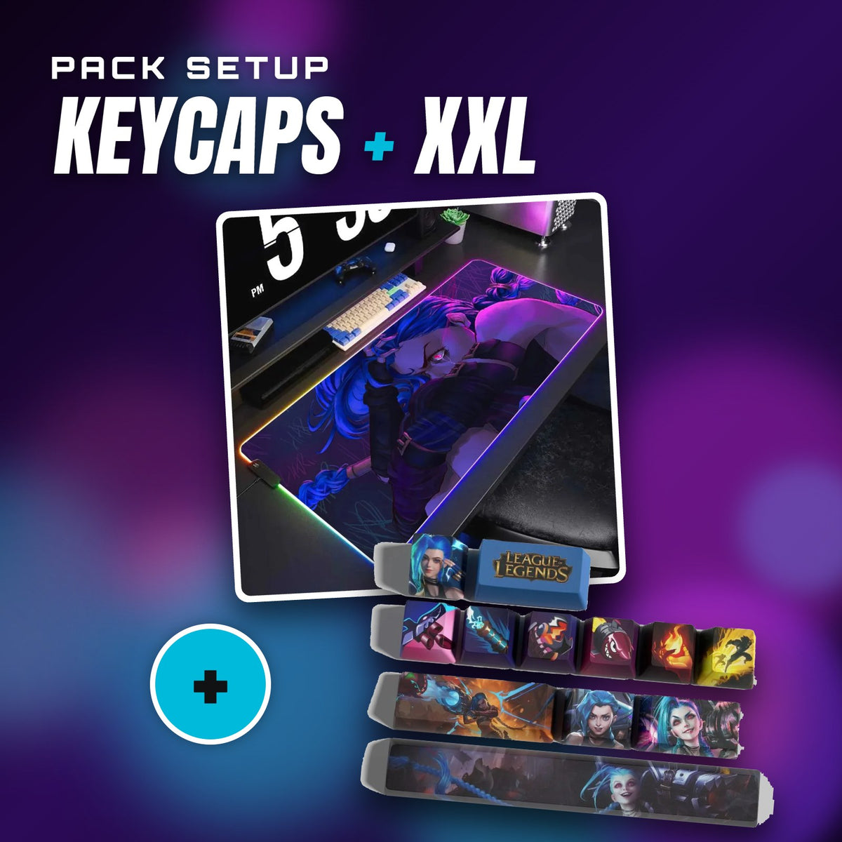 Pack Jinx : keycaps + tapis de souris XXL – visuel Jinx V3