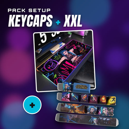 Jinx Setup Bundle – Jinx Keycaps + XXL RGB Mouse Pad, Arcane Style