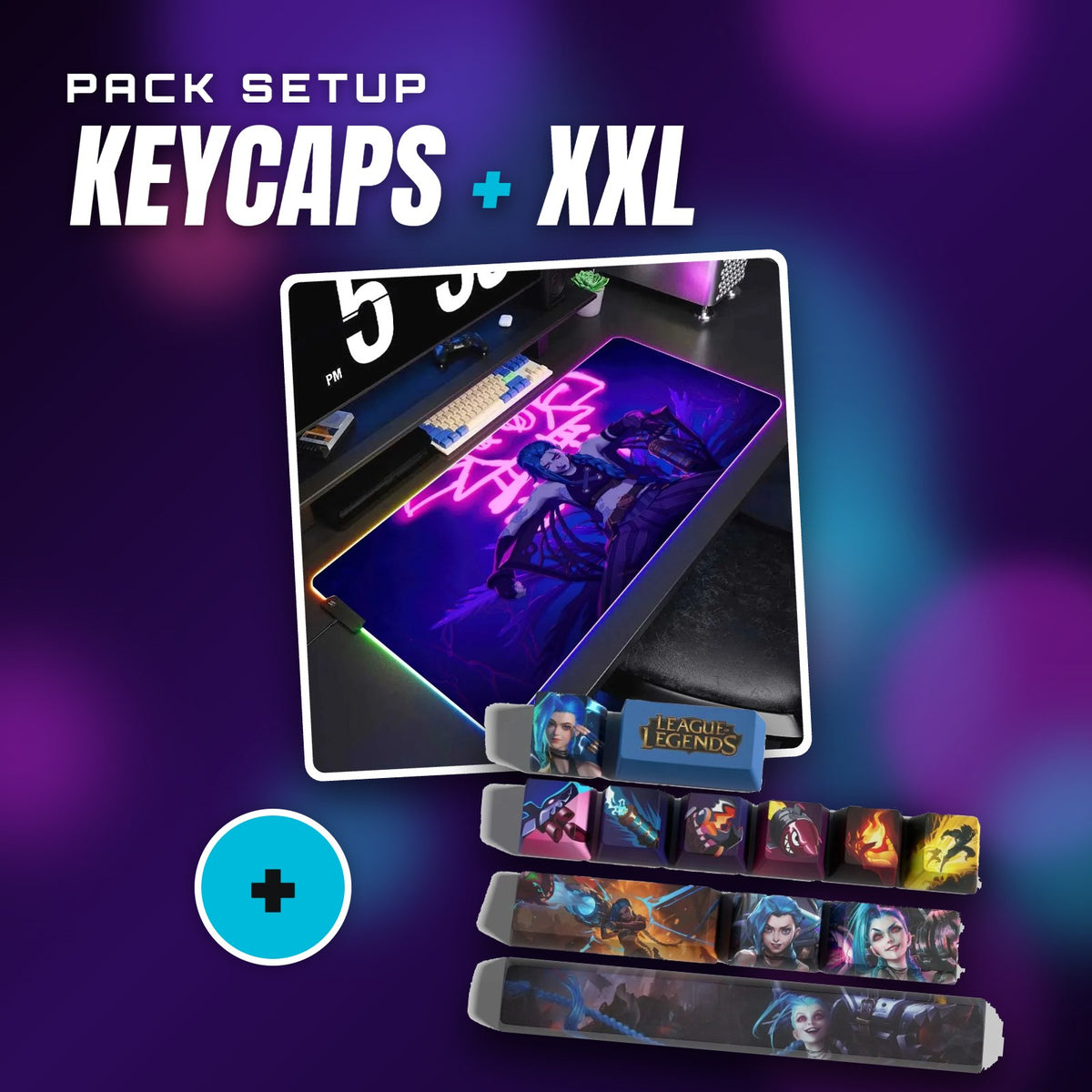 Pack Jinx : keycaps + tapis de souris XXL – visuel Jinx V2