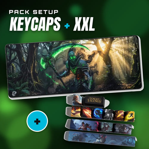 Kayn Setup Bundle – Kayn Keycaps + PopMyPad Green Reaper XXL Mouse Pad