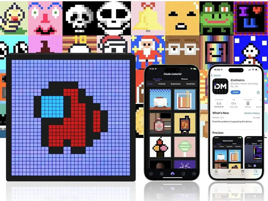 Panneau LED pixel art pilotable par application, matrice 16x16 ou 32x32 — visuel 2