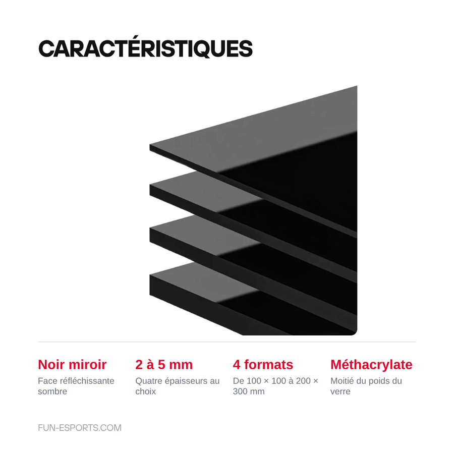 Caractéristiques — Plaque acrylique miroir noire — modding, bartop et déco rétro